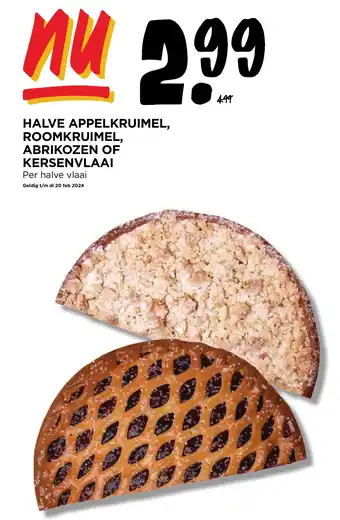 Jumbo HALVE APPELKRUIMEL, ROOMKRUIMEL, ABRIKOZEN OF KERSENVLAAI Per halve vlaai aanbieding