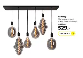 Lampidee Fantasy - Hanglamp 100cm zwart incl. 6 XXL lichtbronnen aanbieding