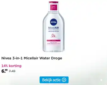 Plein.nl Nivea 3-in-1 Micellair Water Droge aanbieding