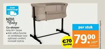 Co sleeper Amy Air taupe Anti reflux functie en verstelbaar voor optimaal comfort inclusief matras. aanbieding bij Albert Heijn