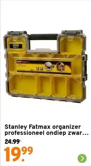 GAMMA Stanley Fatmax organizer professioneel ondiep zwart met geel aanbieding