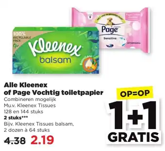 PLUS Alle Kleenex of Page Vochtig toiletpapier aanbieding