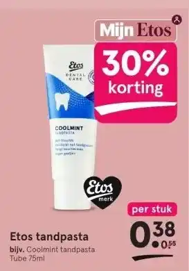 Etos Etos tandpasta bijv. Coolmint tandpasta Tube 75ml aanbieding