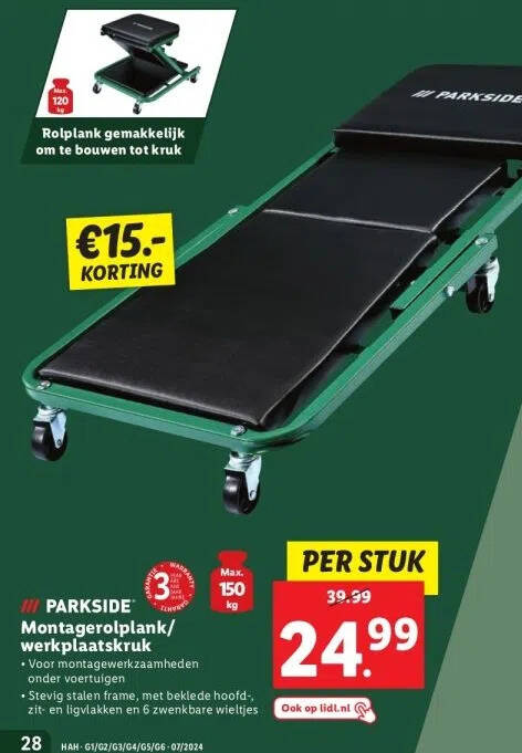 Meister 8985900 Montage-rolplank 2-in-1 - belastbaar tot 150 kg