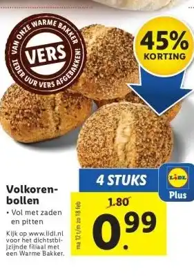 Lidl Volkorenbollen aanbieding