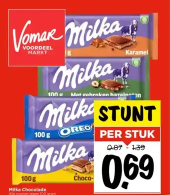 Vomar Voordeelmarkt Milka chocolade per stuk aanbieding