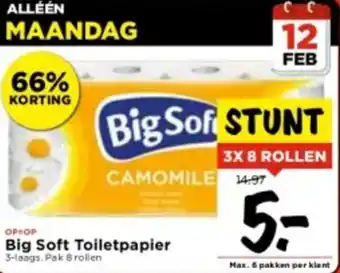 Vomar Voordeelmarkt Big soft toiletpapier 3x 8 rollen aanbieding