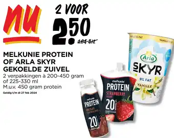 Jumbo MELKUNIE PROTEIN OF ARLA SKYR GEKOELDE ZUIVEL aanbieding