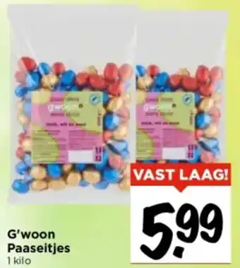 Vomar Voordeelmarkt G woon paaseitjes 1 kilo aanbieding