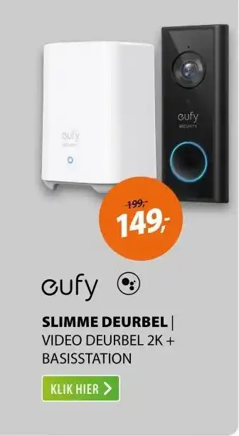 Expert Anker Eufy Video Deurbel 2K + Basisstation Zwart aanbieding