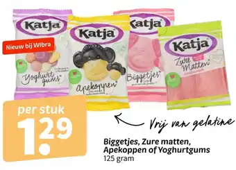 Wibra Biggetjes, Zure matten, Apekoppen of Yoghurtgums 125 gram aanbieding