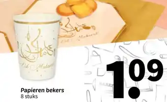 Wibra Papieren bekers 8 stuks aanbieding