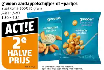 Poiesz g'woon aardappelschijfjes of -partjes aanbieding