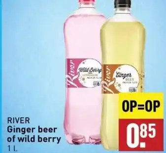 ALDI RIVER Ginger beer of wild berry aanbieding