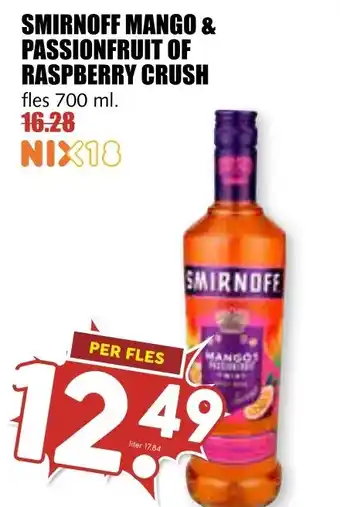 MCD Supermarkt SMIRNOFF MANGO & PASSIONFRUIT OF RASPBERRY CRUSH aanbieding