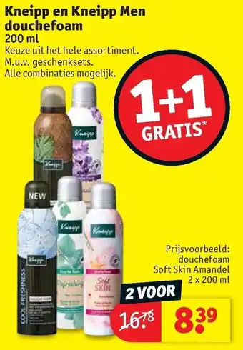 Kruidvat Kneipp en Kneipp Men douchefoam 200ml aanbieding