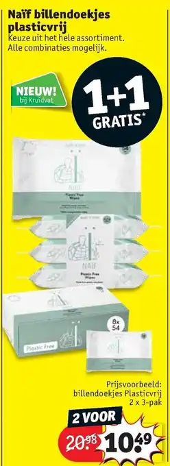 Kruidvat Naif billendoekjes plasticvrij aanbieding