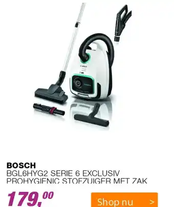 EP BOSCH BGL6HYG2 SERIE 6 EXCLUSIV PROHYGIENIC STOFZUIGER MET ZAK aanbieding