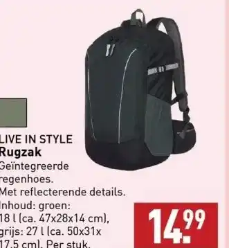 ALDI LIVE IN STYLE Rugzak Geïntegreerde aanbieding