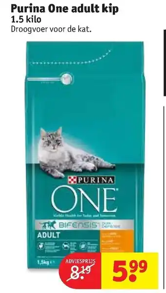 Kruidvat Purina One adult kip 1.5kilo aanbieding