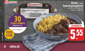 Edeka DE Rinder-oder Sauerbratengulasch je 550 g aanbieding