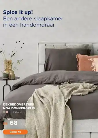 TotaalBED Dekbedovertrek Noa donkergrijs | 260x200/220 aanbieding