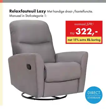 Woonsquare Lazy relaxfauteuil grijs aanbieding