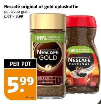 Poiesz Nescafé original of gold oploskoffie aanbieding