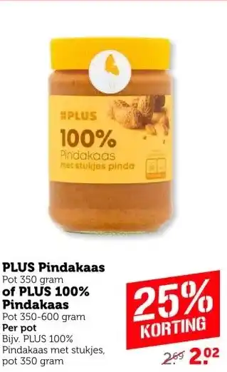 Coop PLUS Pindakaas Pot 350 gram of PLUS 100% Pindakaas aanbieding