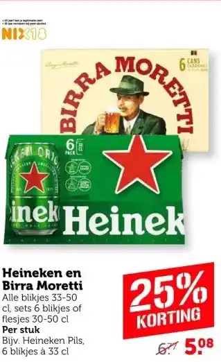 Coop Heineken en Birra Moretti aanbieding