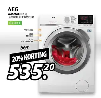 Expert Aeg Wasmachine | L6FBBERLIN Prosense aanbieding