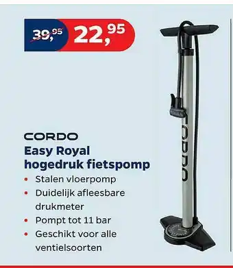 Bike Totaal Cordo Easy Royal hogedruk fietspomp aanbieding