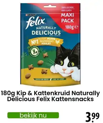 Zooplus 180g Kip & Kattenkruid Naturally Delicious Felix Kattensnacks aanbieding