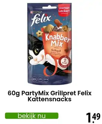 Zooplus 60g PartyMix Grillpret Felix Kattensnacks aanbieding