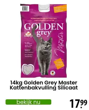 Zooplus 14kg Golden Grey Master Kattenbakvulling Silicaat aanbieding