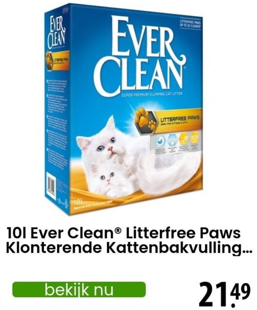 101 Ever Clean Litterfree Paws Klonterende Kattenbakvulling. aanbieding