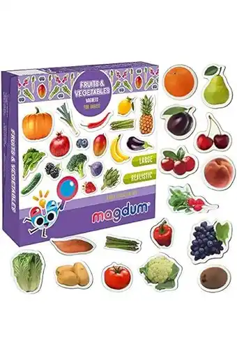 Amazon MAGDUM PHOTO FRUITs&Berries&VEGETABLEs - magnets for kitchen -real LARGE fridge magnets for toddlers- Magnetic EDUcational to aanbieding