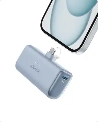 Amazon Anker Nano Power Bank, draagbare minioplader met ingebouwde inklapbare USB-C-stekker, 5000mAh-accu, 22,5 W, voor Samsung S22/ aanbieding