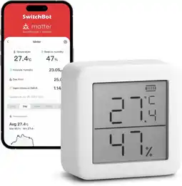 Amazon SwitchBot Thermometer Hygrometer Indoor - Digitale Hygrometer Bluetooth Thermo-Hygrometer met Meldingsalarm, Binnentemperatuu aanbieding