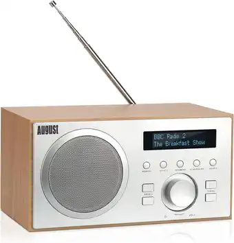 Amazon DAB+ Radio met Bluetooth-luidspreker - August MB420 - DAB FM Digitale Tuner Dual Alarm Clock Radio Aux USB Line out - Netvoed aanbieding