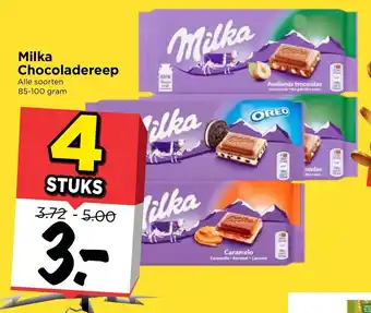 Vomar Voordeelmarkt Milka chocoladereep 4*85-100g aanbieding