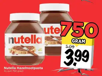 Vomar Voordeelmarkt Nutella Hazelnootpasta 750g aanbieding