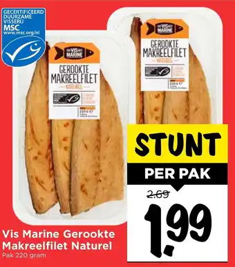 Vomar Voordeelmarkt Vis Marine Gerookte makreelfilet naturel 220g aanbieding