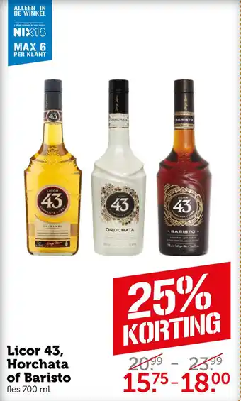 Coop Licor 43, Horchata of Baristo aanbieding