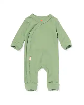 HEMA HEMA Newborn Meegroei Jumpsuit Rib Met Bamboe Stretch Groen (groen) aanbieding