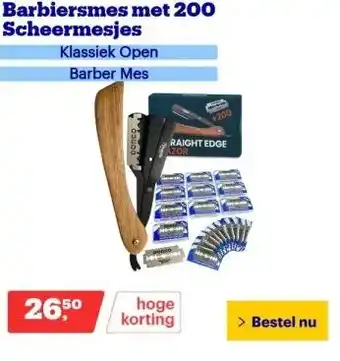 Bol.com Barbiersmes met 200 Scheermesjes aanbieding