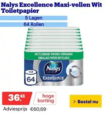 Bol.com Nalys Excellence Maxi-vellen Wit Toiletpapier aanbieding