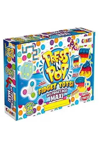 Amazon CRAZE PressNPop Press N My Box Maxi 24 Toys Anti Stress Speelgoedset met Pop It Sleutelhanger Cube Fidget Spinner en nog veel aanbieding