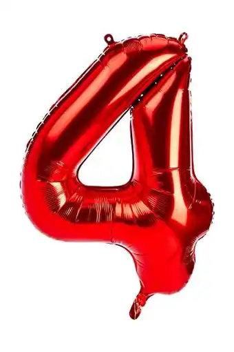 Amazon Unique Party 55854 Gigantische folieballon, 86 cm, rood, cijfer 4 aanbieding
