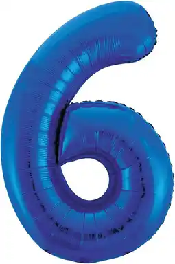 Amazon Unique Party 55746 Gigantische folieballon, 86 cm, blauw, cijfer 6 aanbieding